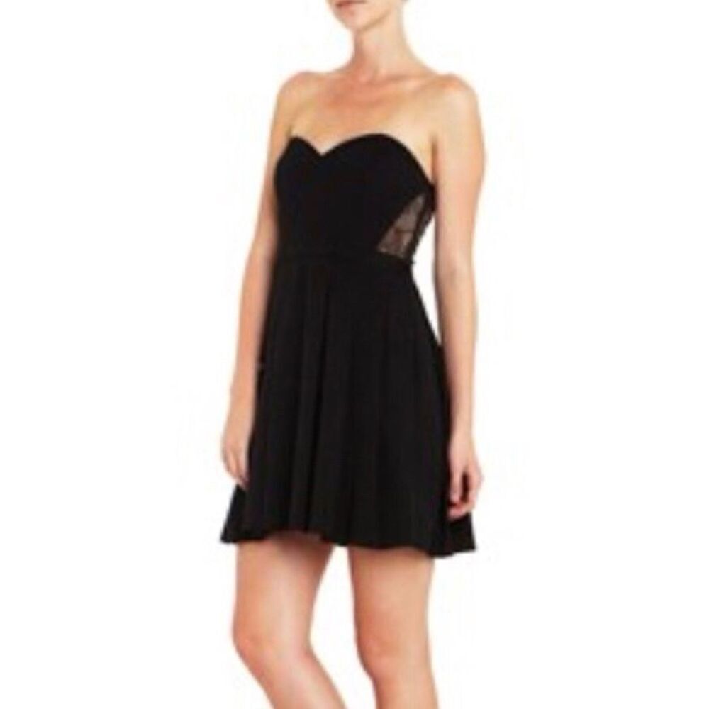 Max and Cleo Abby Sweetheart Black Lace Detail Strapless Dress Size 4 NWT